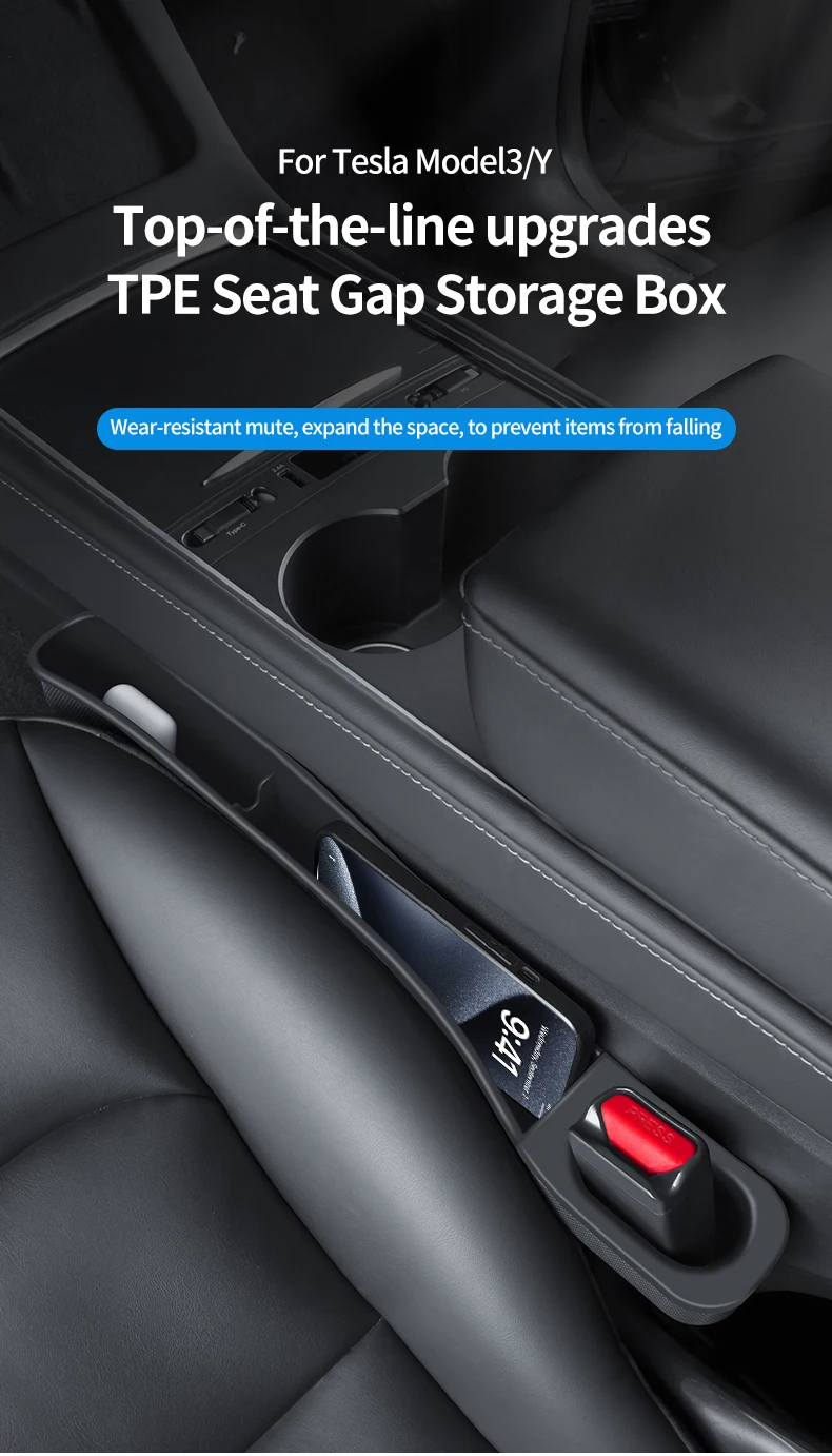 2024 For Tesla Model Y & 3 Seat Gap Filler Auto Seat Gap Organizer Car
