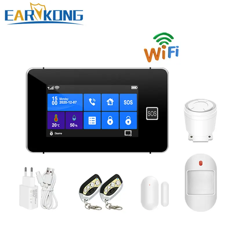 Wi-Fi GSM Alarm System 433MHz Home Burglar Alarm with TFT Touch