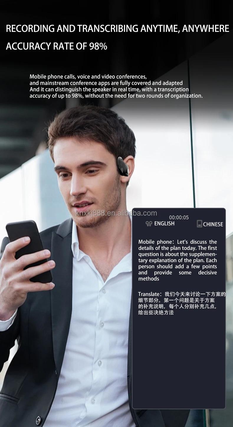 T26 Pro Smart TWS Earphones & Head Phones Wireless BT with BES Chipset Real-Time English Translation Non-Noise Cancelling