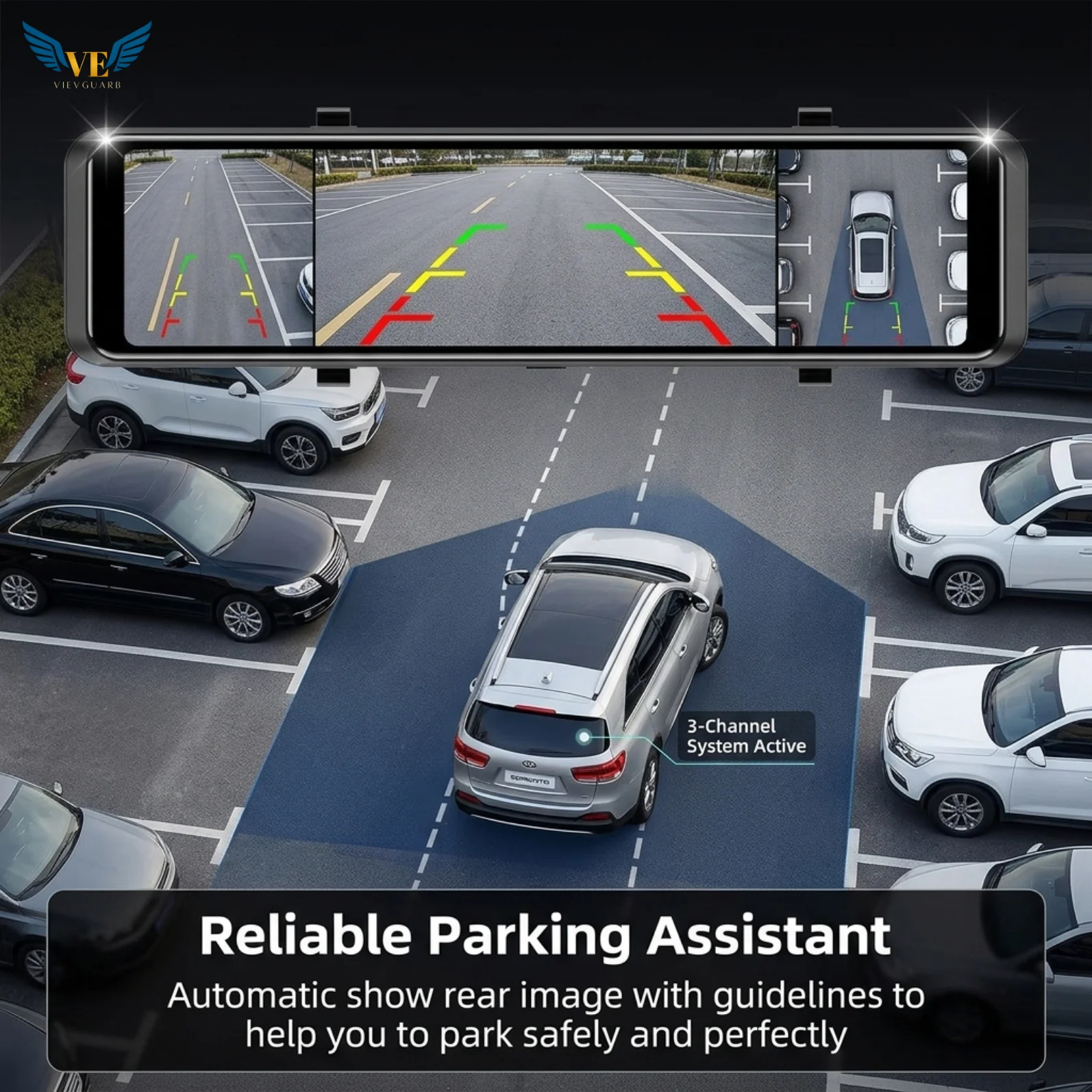 VIEVGUARB K1 Dash Cam Dual Lens ADAS Night Vision G-Sensor Parking Monitor Loop Recording App Control 4K FHD WiFi GPS 3 Channel