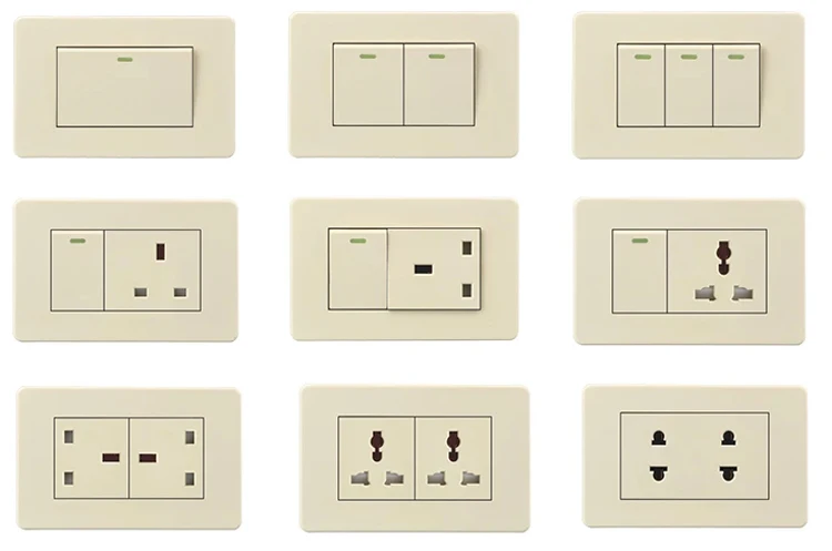 Hot Sale Cheap Price 6 Pin Receptacle Electrical Power Wall Multi 15A Wall Power Switch Socket