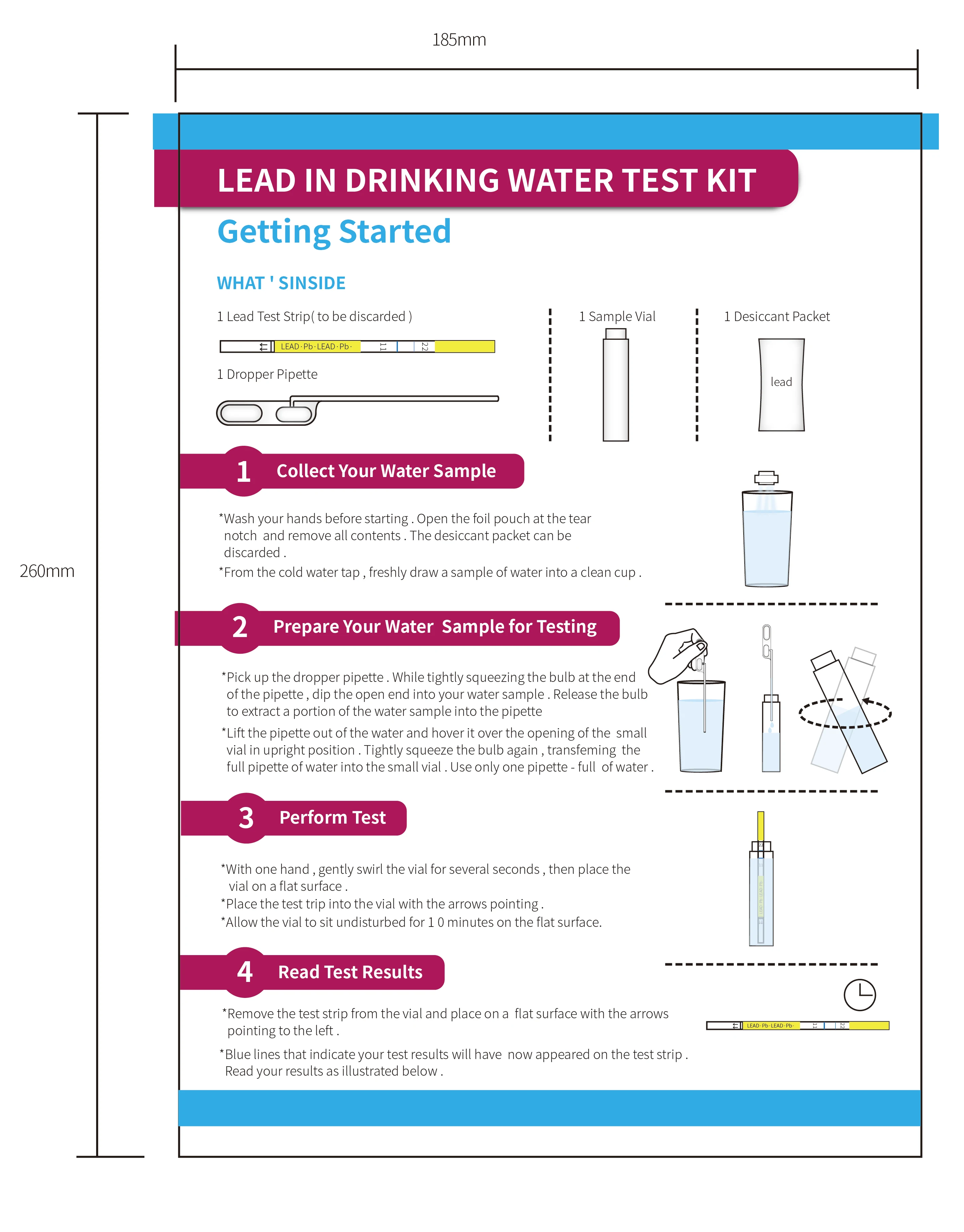 Lead Iron Copper And Mercury Home Water Test Kit For Well Tap And