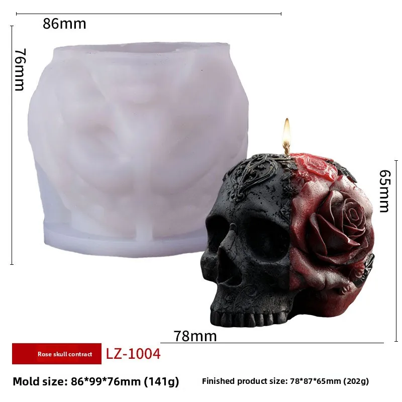 Bone Hand Series Eco-friendly Rose Scented Soy Wax Candle Mold DIY Halloween Skull & Flower Design supplier