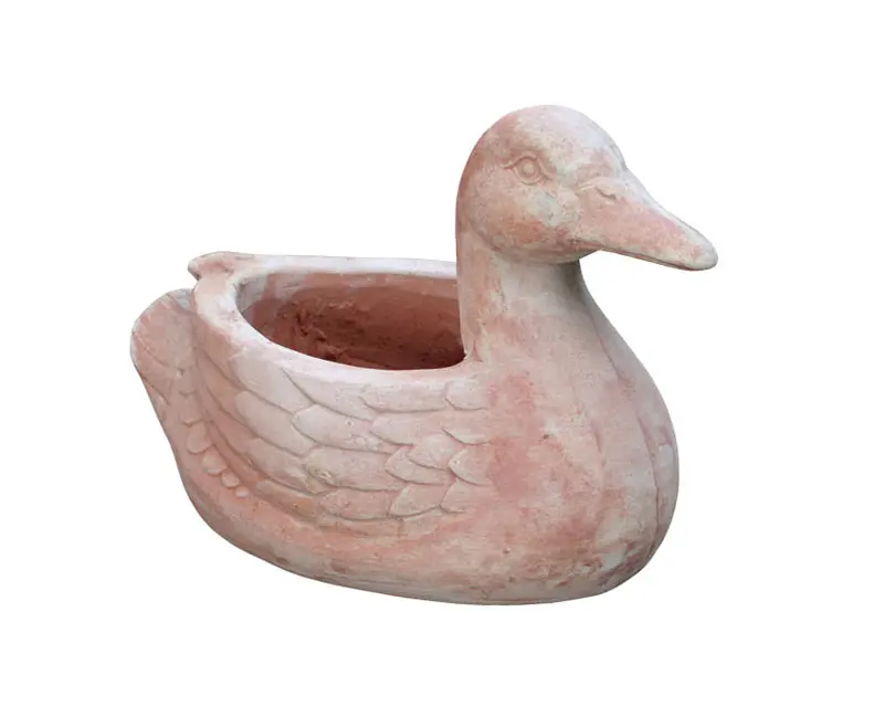 Ceramic Mallard Duck Flower Pot Handcrafted Hand Painted With Terra Cotta Flower Pot