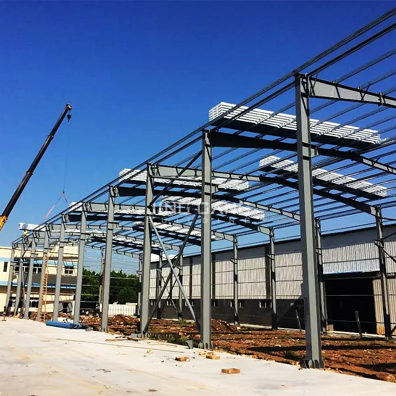 Oficina modular industrial pré-fabricada do armazém da estrutura de aço da estrutura portal com estrutura do frontão