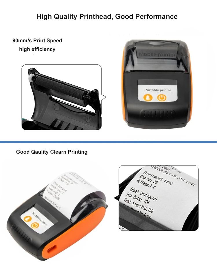 Blue Tooth Thermal Printer Pt210 58mm Mini Portable Thermal Printer