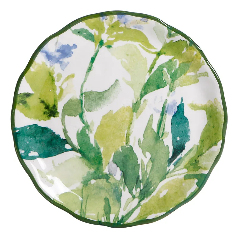 High Quality Creative Plate Dinner Sets Countryside Style Deep Plate Personalized Ceramic Tray for Restaurants