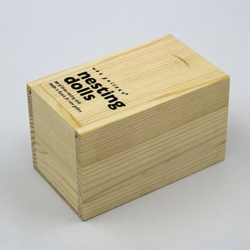 Custom Wholesale Sliding Lid Pine Packaging Gift Pine Wooden Storage