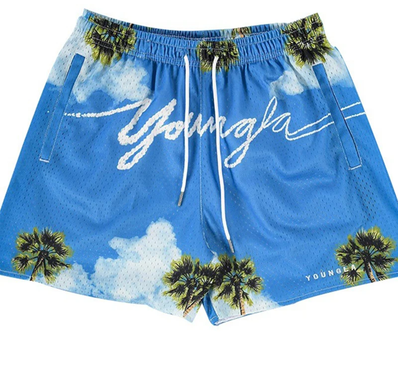mesh shorts manufacturer high quality summer print graphic workout jogger gym mesh shorts for men445_voghion.com