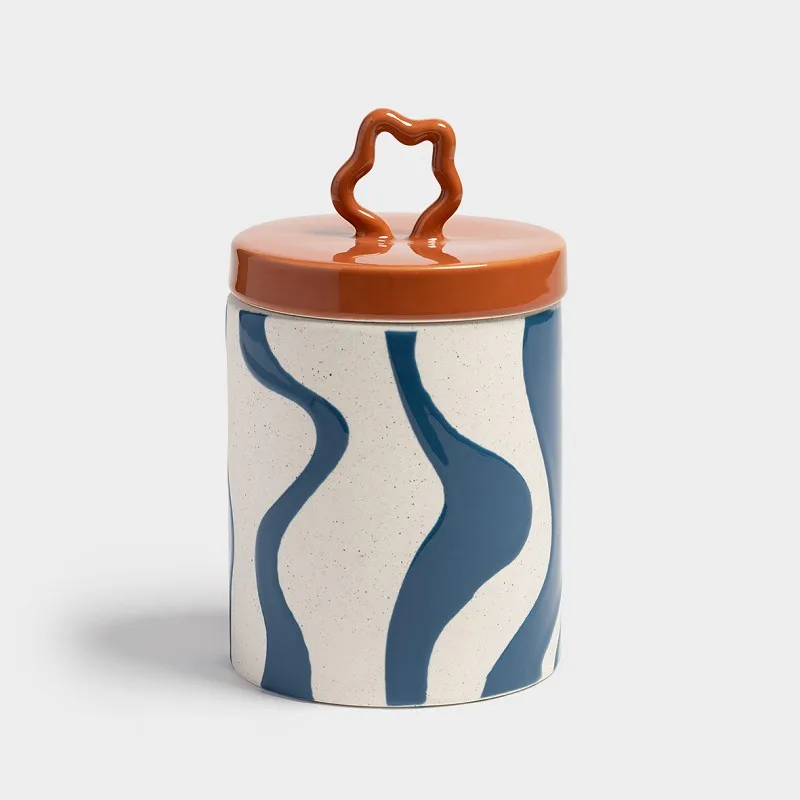 Custom Creative Design Decoration Nordic Ceramic Kitchen Food Storage Jars Tea Coffee Sugar Canisters Sets with Lid