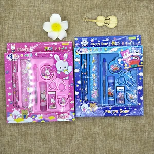 Eight-Piece Kawaii Cute Ningbo Manufactured Stationery Set Includes Pens Pencils for School Use for Birthday Gift