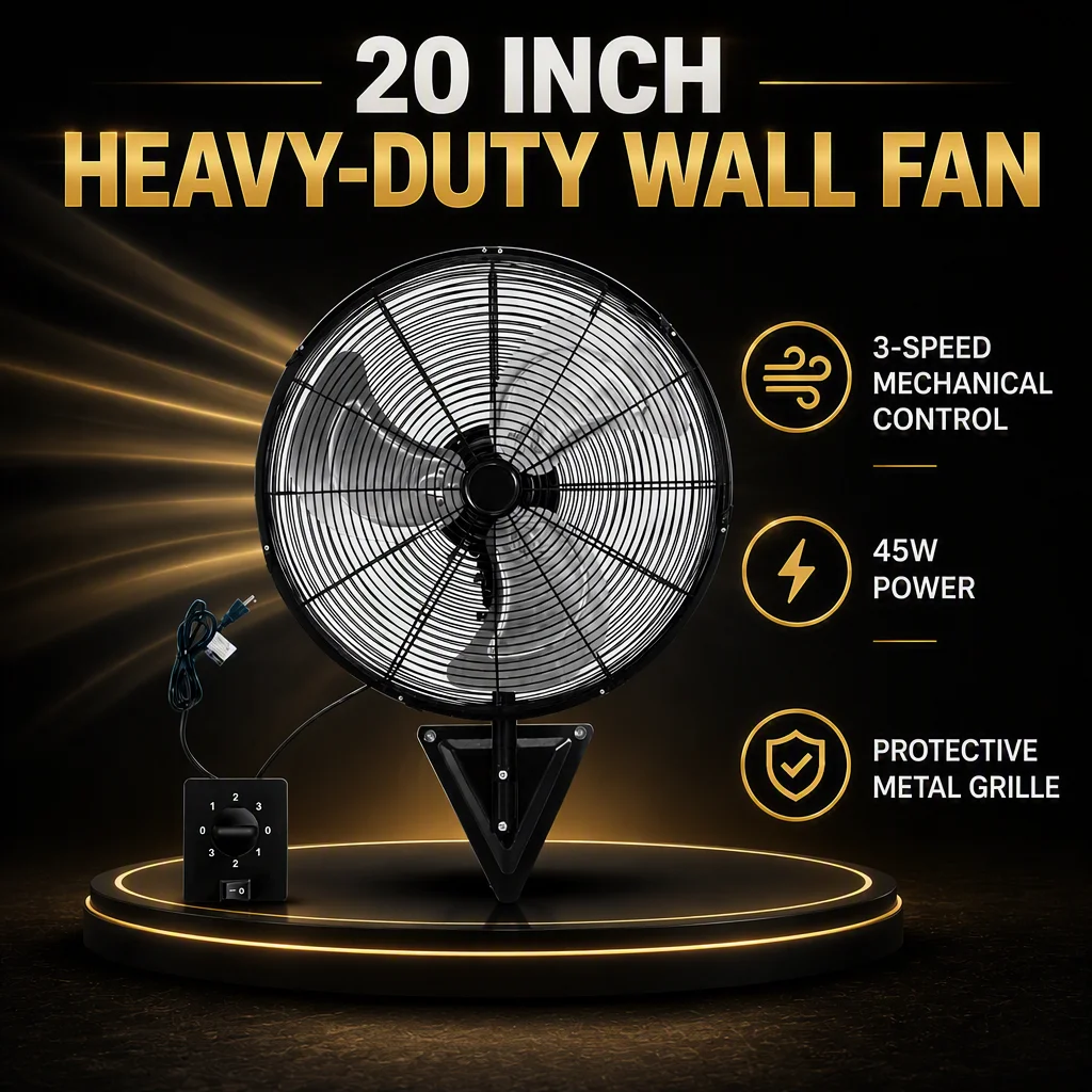 Oscillating Wall Mount Fan, Electric, Metal - detail 2