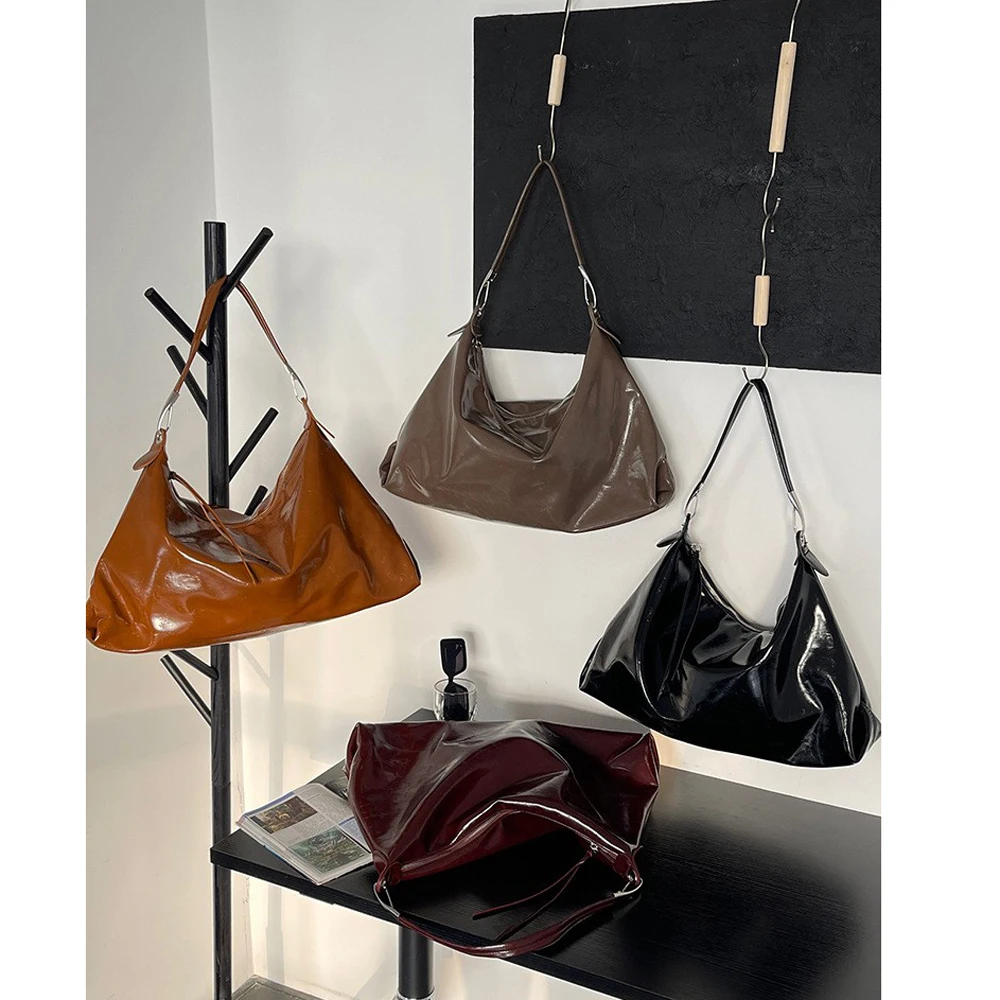 Custom Autumn and Winter New Single Shoulder Bag Oil Wax Leather PU Large Capacity Tote Bag Retro Soft Leather Hand  Bag