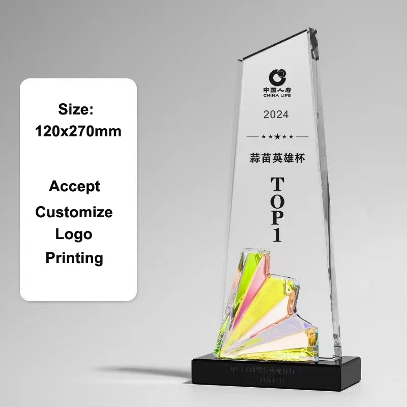 Hot Sale Custom Crystal Glass Trophy Factory New Style Honor Souvenirs Color Printing Award Figurine Love Theme Gift details