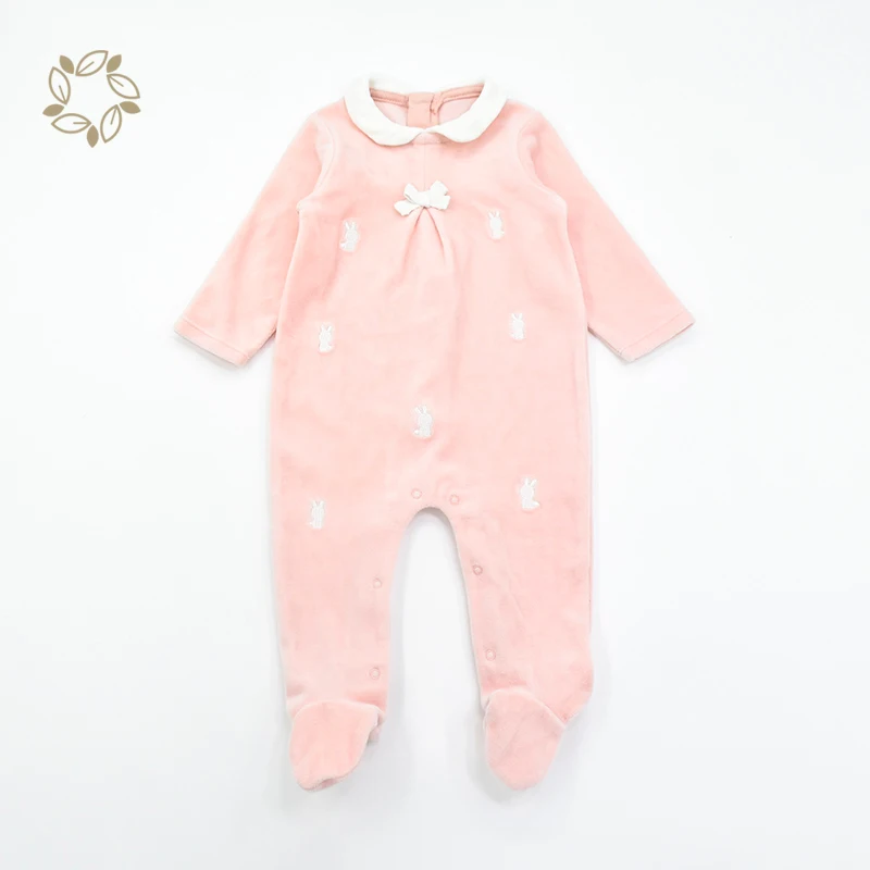 Baby Velour Romper Organic Cotton Velvet Footie Onesie