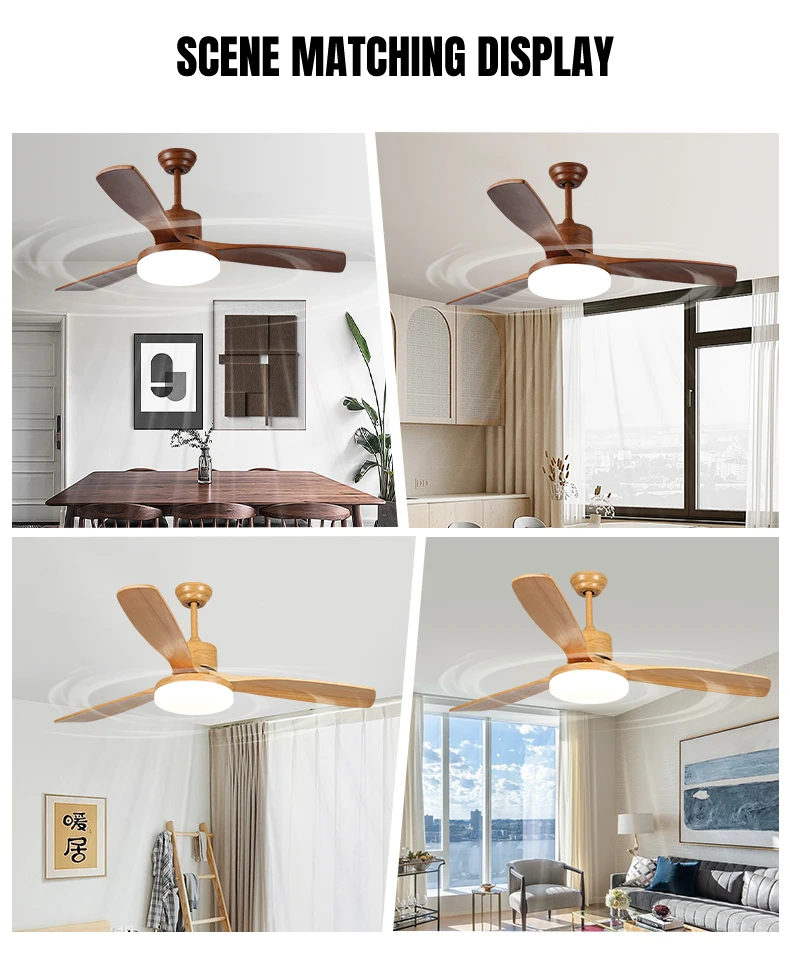 Fans Lamps Decorative Ceiling Fan Price Electric High Quality Powered White Simple Wooden LED Ceiling Fan Light
