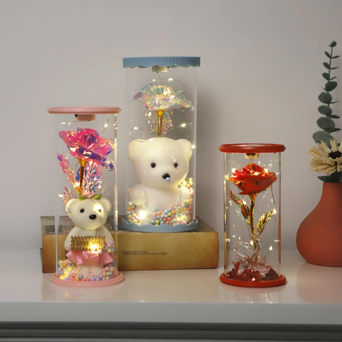 Handmade Bell Shape Display Dome Glass Wholesale with Wood Base clear Glass Cloche Dome with Flower for Sale