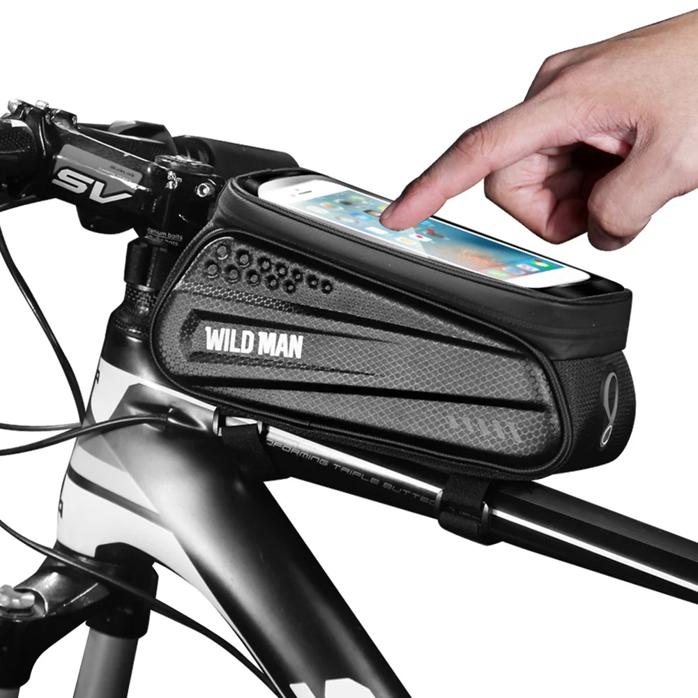 Superbsail Portable WILD MAN Bicycle Bag Waterproof Bicycle Phone Touchscreen Phone Case Holder Cycling Top Tube Frame Bag details