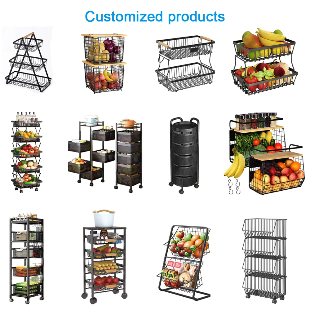 Rotating Steel 4-Tier Durable Shelf Round Trolley Vegetable Fruit Cart Multifunctional Kitchen Storage Rack