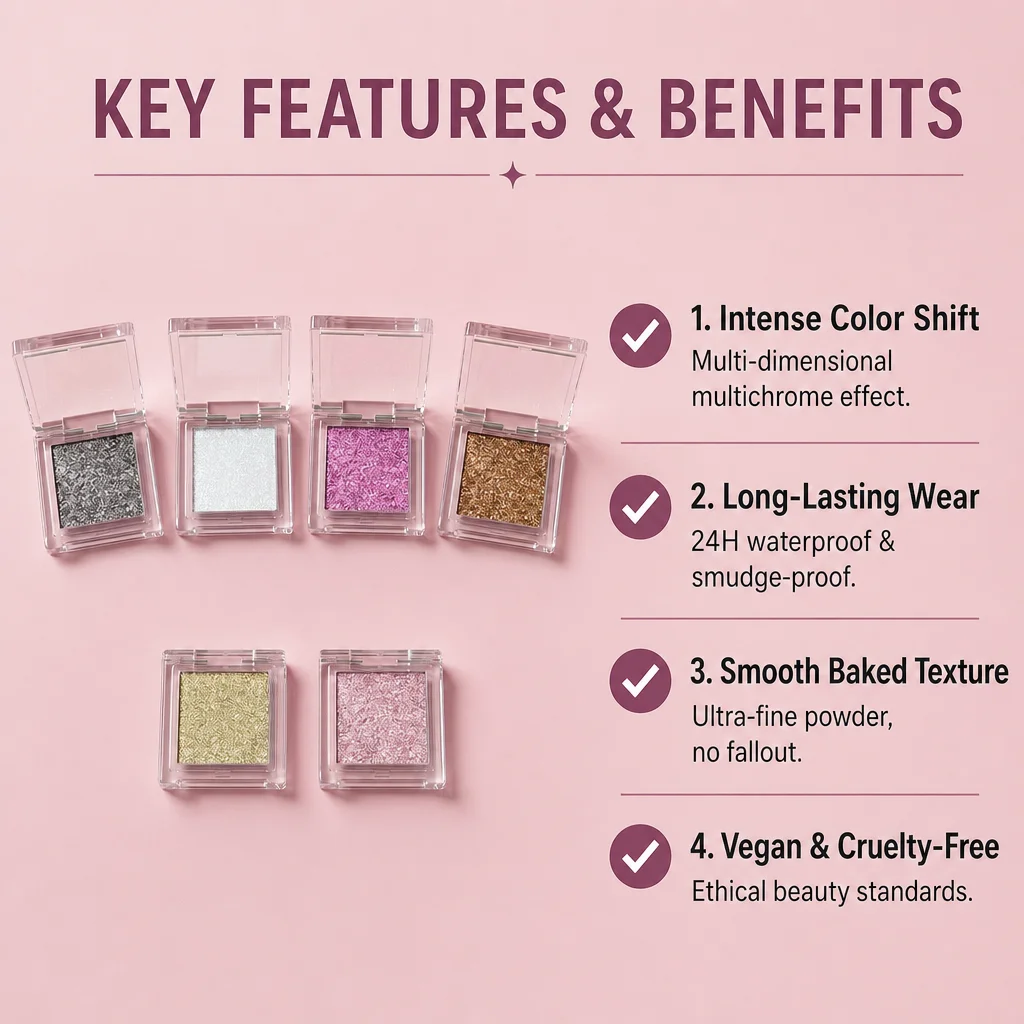product private label multichrome baked eyeshadow palette chameleon shimmer single eyeshadow custom logo vendor bulk-5