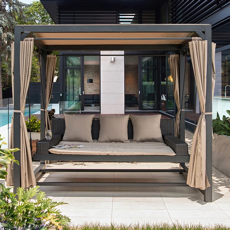 Summer Patio Furniture Outdoor Canopy Swing Bed Hanging Daybed Swing