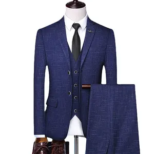 Manufacturers Wholesale Slim Stripe Suit 3PCS Suit Pants Vest Men's Business Suit Wedding Dress Best