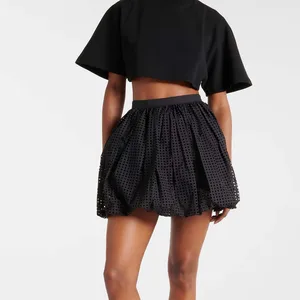 Clothing Manufacturers Custom Spring Summer Autumn Hollow Out Cotton Blend Poplin Mini Skirt