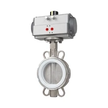 Stainless Steel Wafer Type Double-Acting Pneumatic Butterfly Valve Soft-Sealed Rubber Quick-Switching High Compatibility