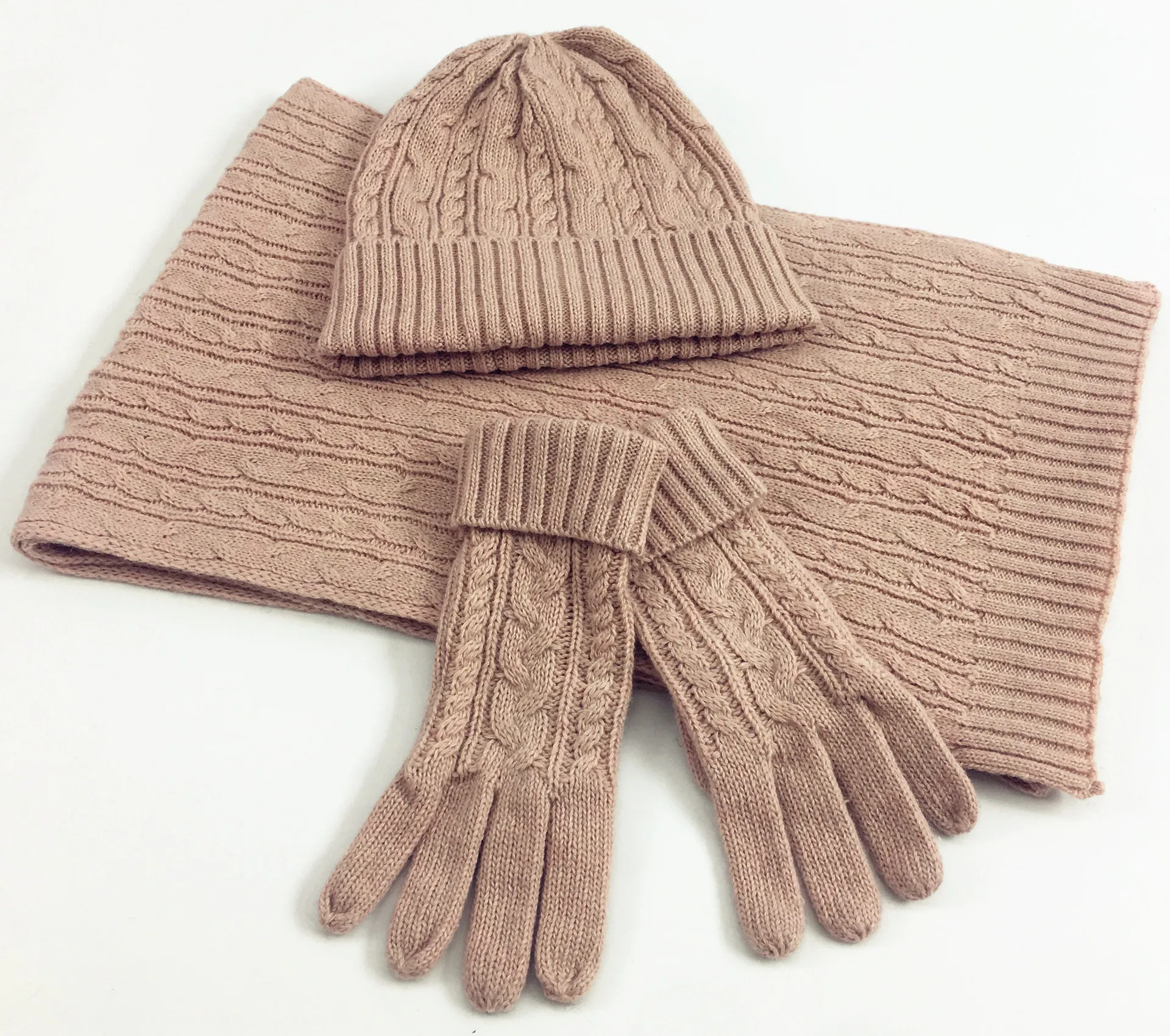 Winter Set Warm Thicken Hats, Scarves, Gloves for Adults