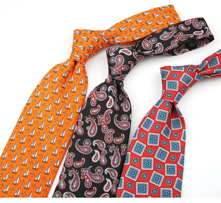 Customized Printed Necktie Wholesale High Quality Mens Paisley Stripes Polyester Ties Men