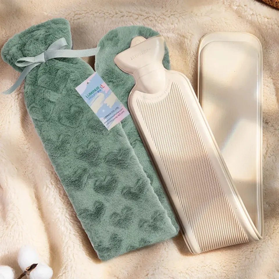 Большая износостойкая резиновая длинная сумка для бутылок с горячей водой тисненой сеткой плюшевая