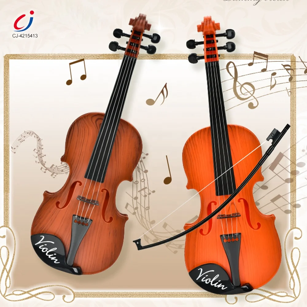 Chengji Violin Toy Kids Educational Musical Instrument Adjustable Peg Timbre Realistic Wood Grain Classic Toy Violin
