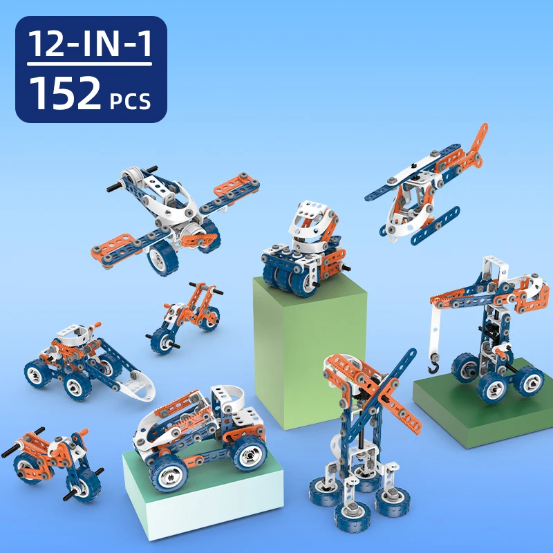 Hanye 152pcs Kids DIY Plastic Toys Tornillo Bloques Screw and Nuts Assembly  Erector Set 12 in STEM Engineering Building Blocks