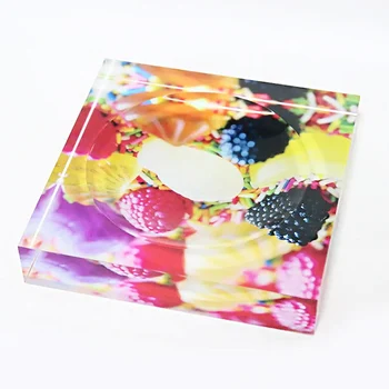 Square Acrylic Candy Dish 6x6 Neon Lucite Candy Bowl Colored Crystal Candy Bowl Dish Block for Living Room