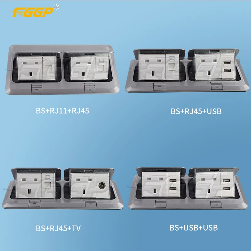 OEM ODM Duplex Soft Starting Saudi Arabia SASO Certificated Floor Socket Box With RJ45 and  UK Style Outlet