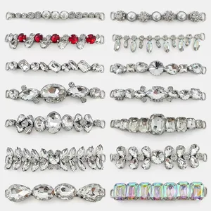 Personalized Shiny Full Diamond Shoe Decoration Hand-Sewn Chain Glass Crystal Shoe Flower Rhinestones Factory Direct Metal Beads