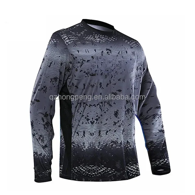 Custom UPF50+ Sun Protection Moisture Wicking Polyester Spandex Fish Clothing Men's Long Sleeve Mesh Vented Uv Fishing Shirt