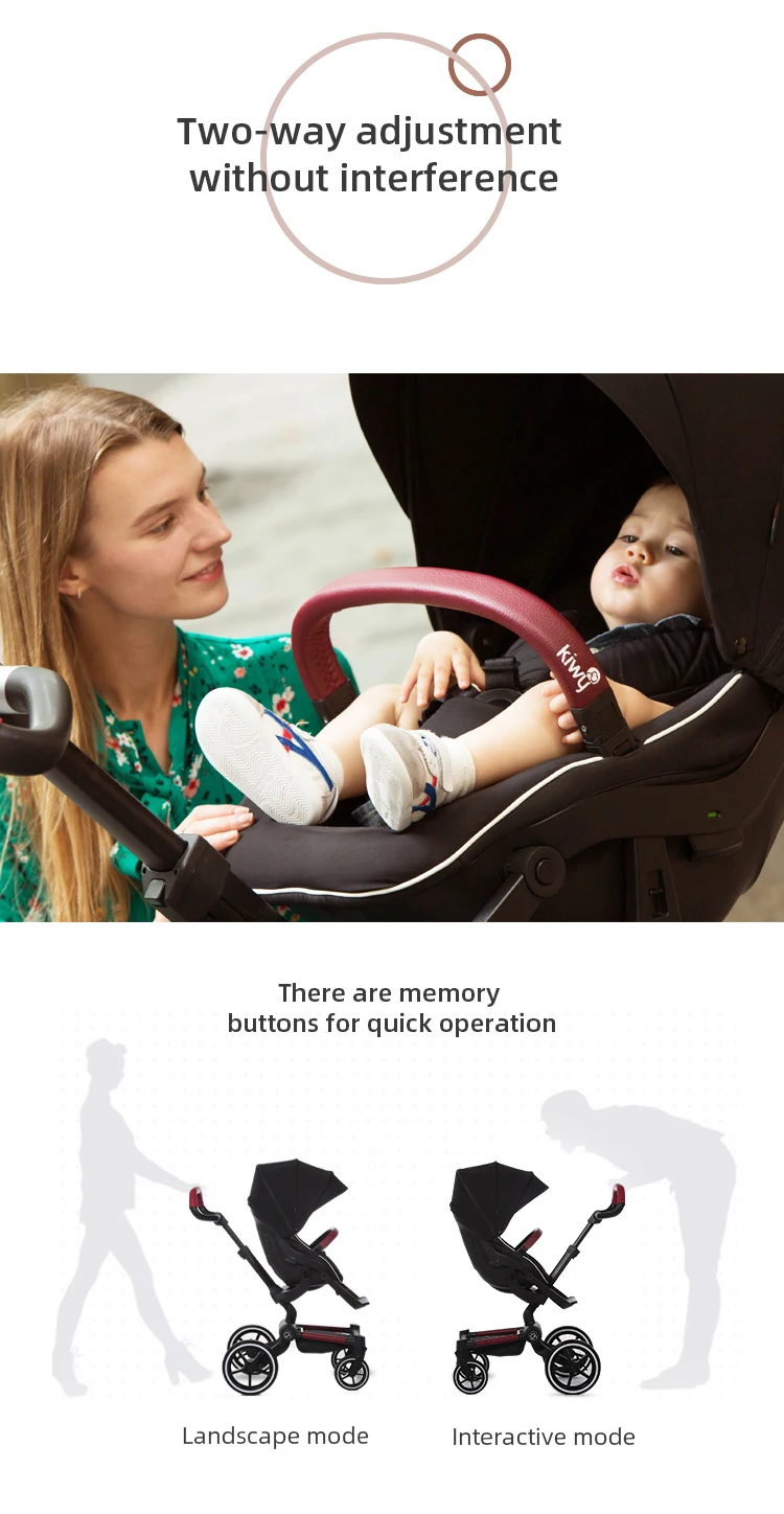Kiwy High Landscape Baby Stroller 3 In 1 Twoway Folding Shock