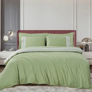 KOSMOS King Polyester Microfiber 90gsm Embroidery Duvet Cover 4pcs Bedding Set