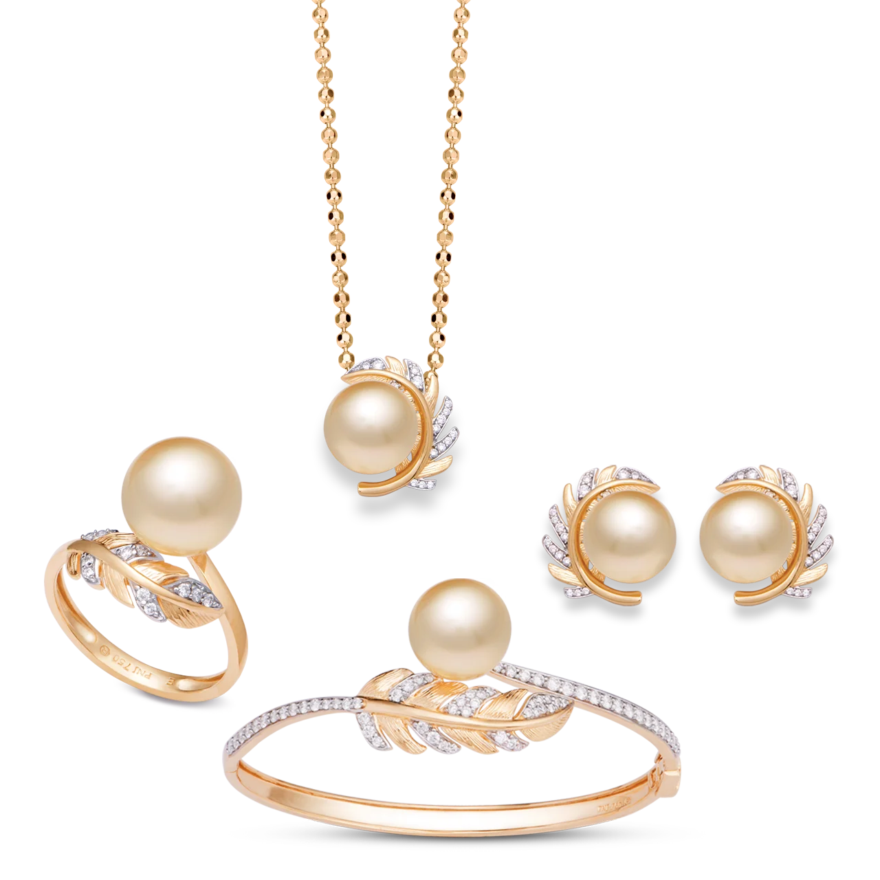 Au750 Customized Pearl Necklace and Bracelet Set 14K Gold