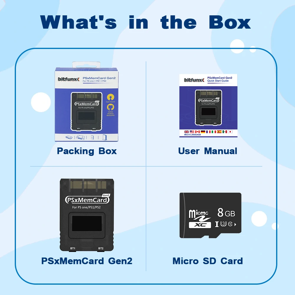 Bitfunx Game Accessories PSxMemCard Gen2 Store Game Saves for PlayStation1 PS One Playstation2 Game Consoles