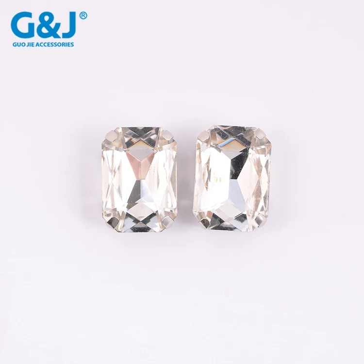 Rectangle Shape Claw Setting Glass Diamond Loose Flatback Rhinestones for Girl Dress Accessories