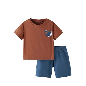 2026 Hot Sale Summer Boys' 100% Cotton Suit Clothes Set with O-Neck Quick Dry & Compressed Features