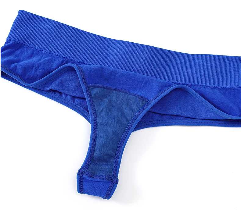 M-3XL 15color Pure Cotton Crotch Fabric High Elasticity Thong Mid Waist Thread Seamless aperçu 6