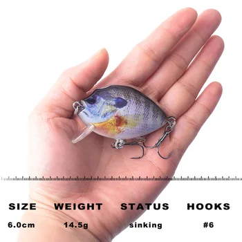 6cm 14.5g Submerged Hard Body Crank Baits Wobblers Fishing Lures Panfish Simulation Road Sub Fish Bait Sun Fish Bait – Hard Lure – view 5