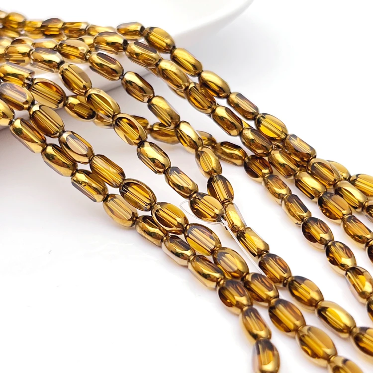 4X6mm Gold Plating Crystal Beads DIY Handmade Bracelet Accessories Necklace Oval shape Glass Beads  For Jewelry Making details