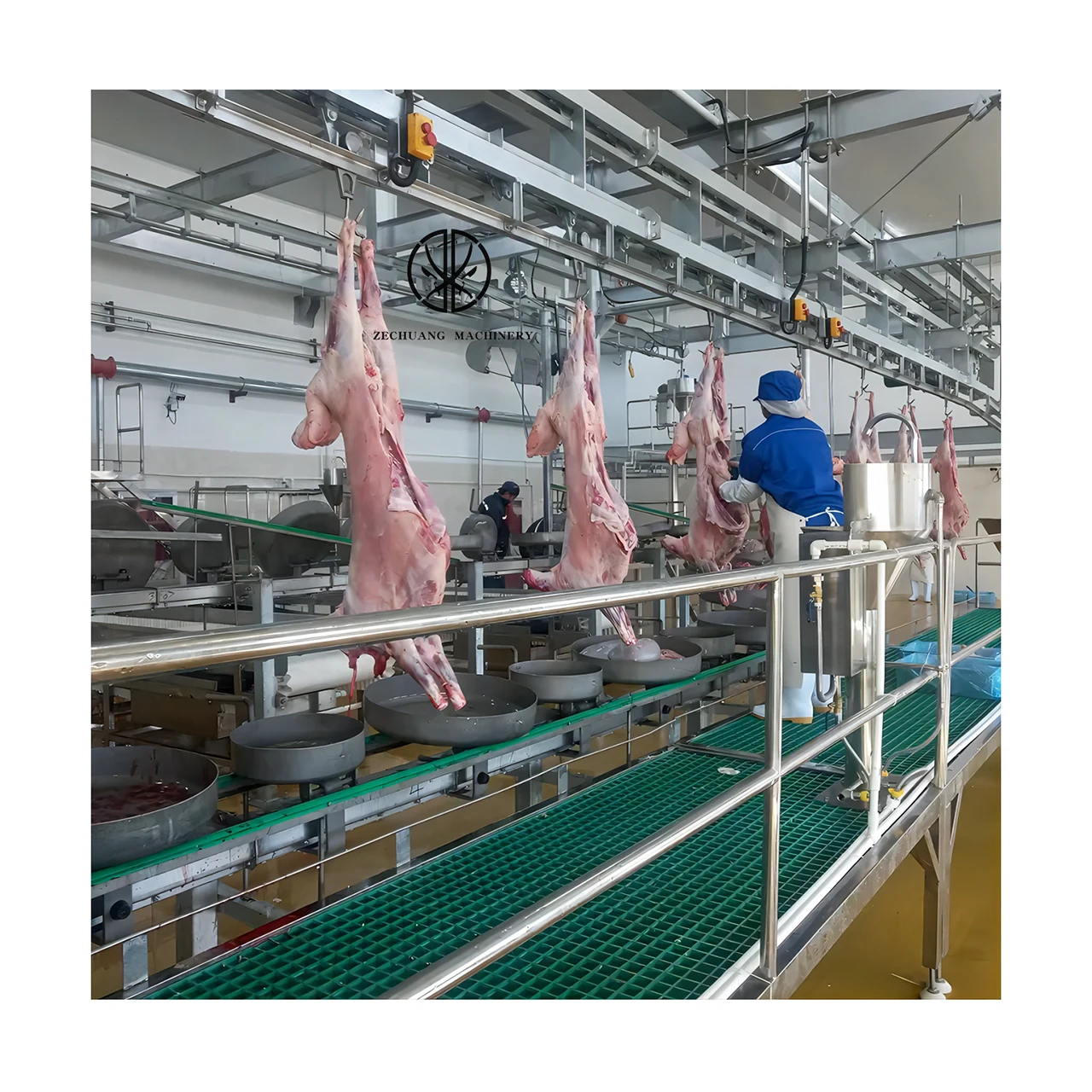 Manufactured Live Halal Sheep Abattoir Equipment Carcass Produce Stepping Conveyor Line Use Mutton Slaughtering Design