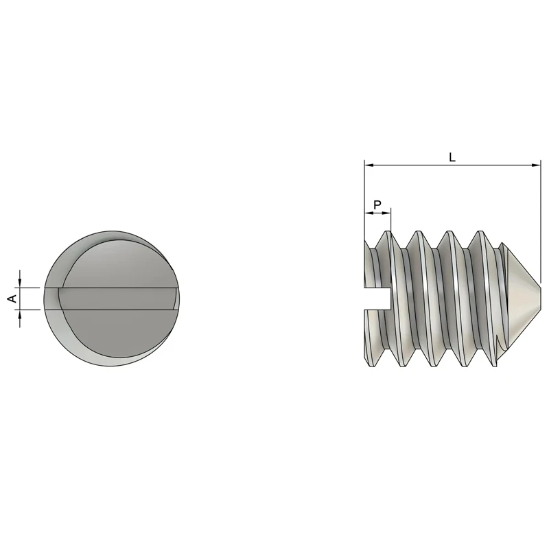 Custom M2 2.5 M3 M4 M5 M6 DIN551 Stainless Steel Grub Screws M2 X 6mm Slotted Head Cone Point Set Screw