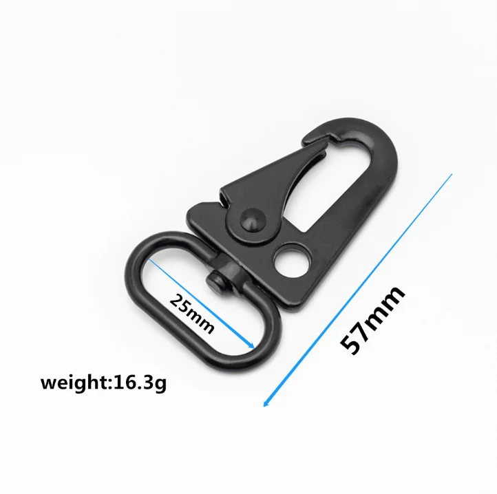 BT-Z025S Zinc Alloy 25mm Olecranon Clasp Matt Black Carabiner Hk Clip Swivel Snap Hook Hk Style