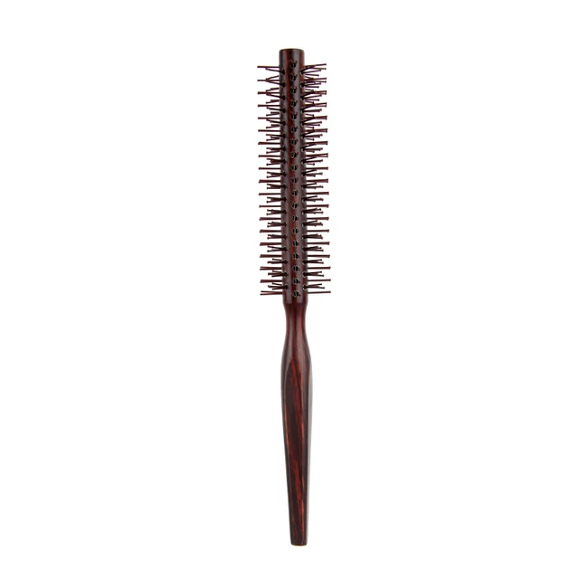 Small Size Reddish Brown Woody Round Hair Brush Nylon Comb for SHANGZHIYI